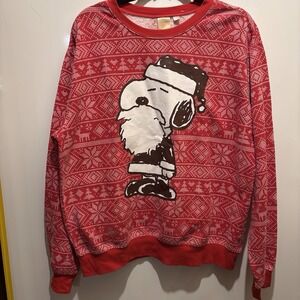 Peanuts Snoopy Claus Sweater Size 2X 38"x 26" Christmas Granny Vintage